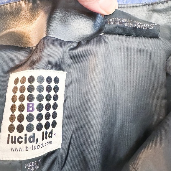 Lucid Limited Black Leather Pencil Straight Skirt Blue Trim Size 12 - Picture 5 of 6